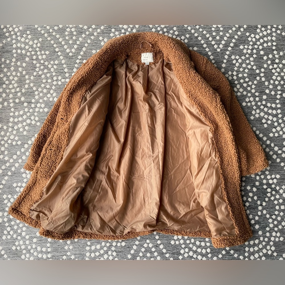A New Day Teddy Bear Fuzzy Brown Jacket XL NEW Sherpa Parka Christmas Holiday - Picture 2 of 12